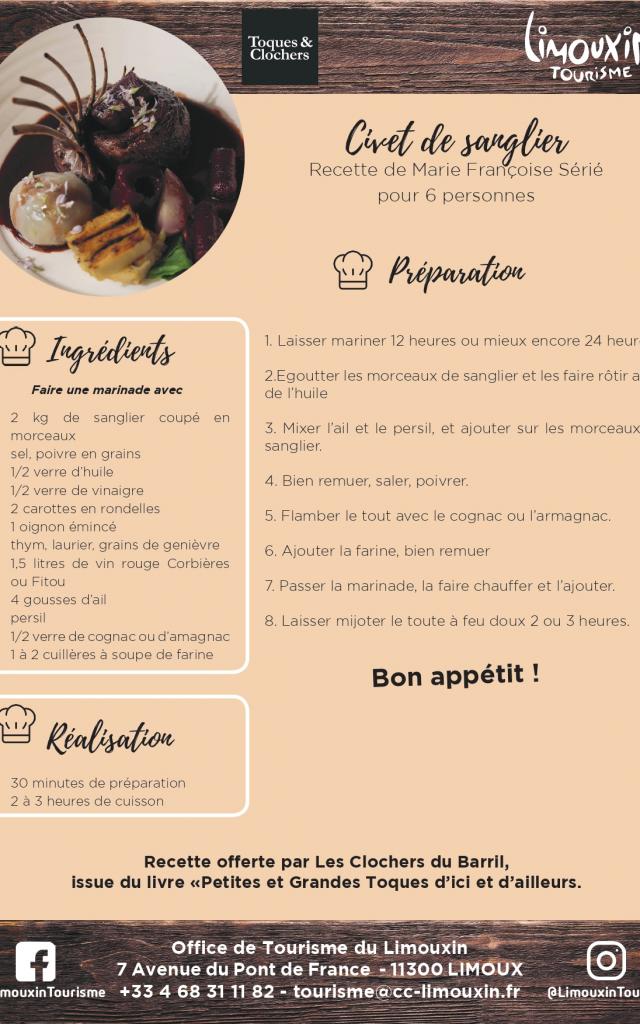 Ot Du Limouxin Fiche Recette Civet De Sanglier 2019